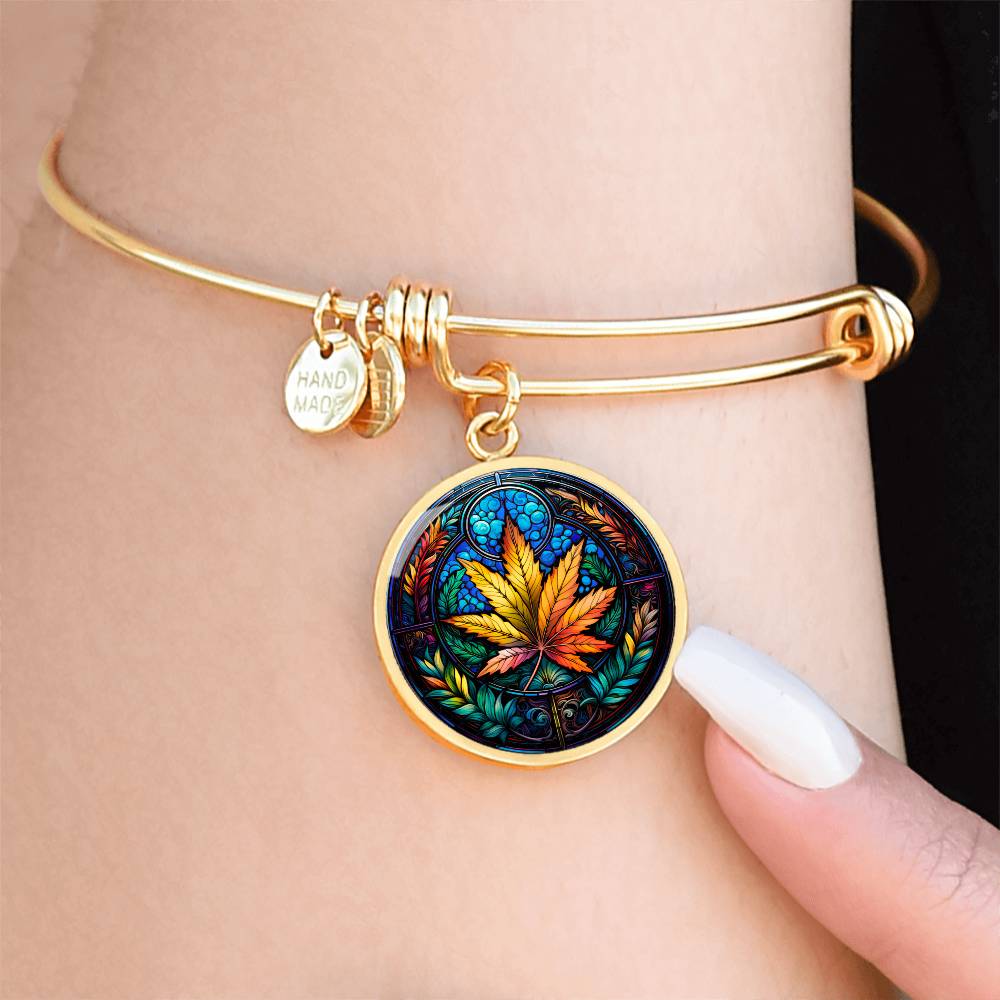 Marijuana Bracelet on a woman's wrist