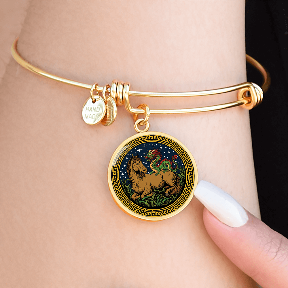 Dragon and Horse Bracelet - Couples Chinese Zodiac Animal Pendant Jewelry