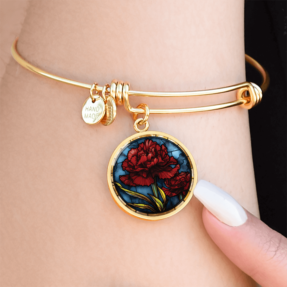 Carnation Bracelet - January Birth Flower Pendant Jewelry