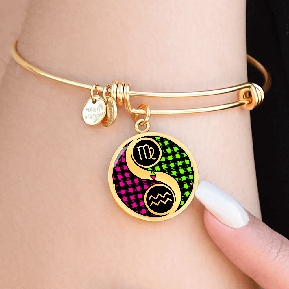 Virgo & Aquarius Bracelet - Couples Zodiac Yin Yang Pendant Jewelry