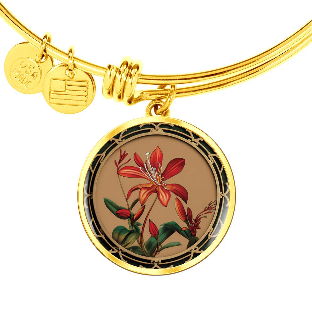 Honeysuckle Bracelet, Personalized June Birth Month Flower Jewelry, Gold Floral Charm Pendant Mothers Day & Birthday Gift For Her