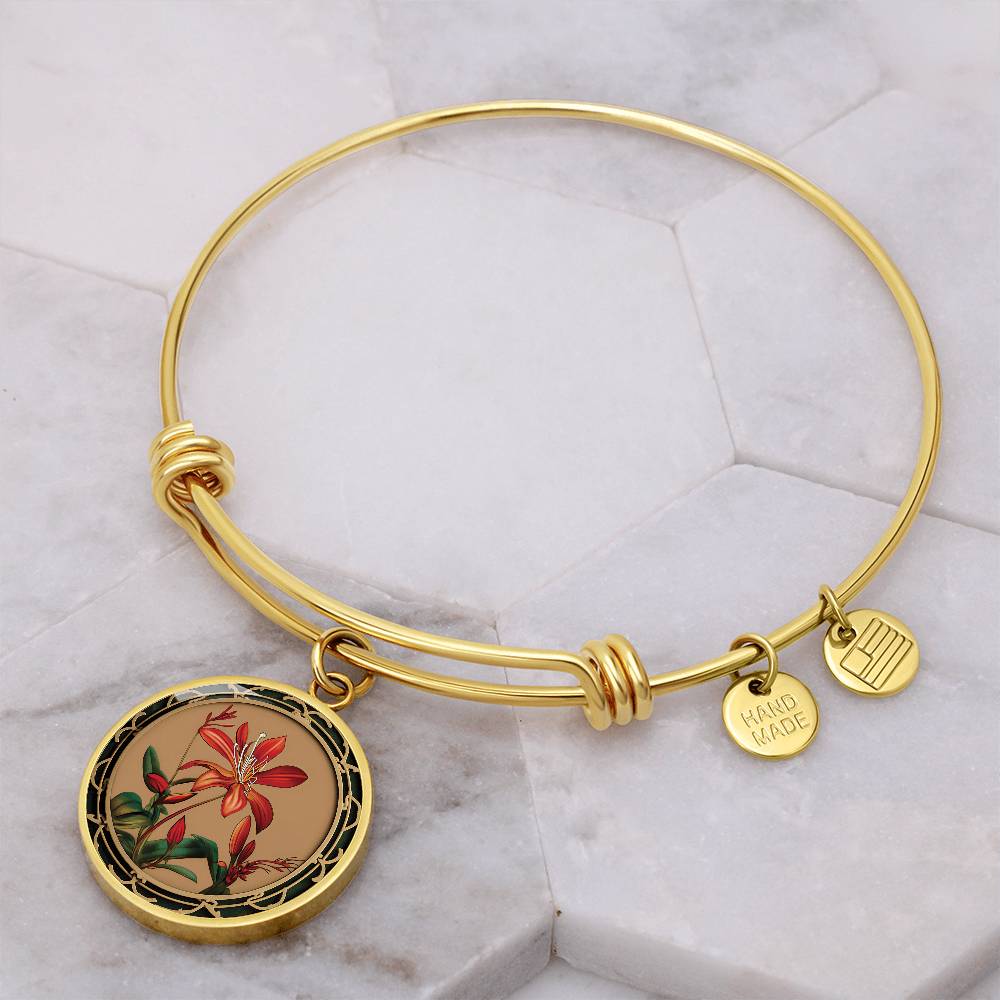 Honeysuckle Bracelet, Personalized June Birth Month Flower Jewelry, Gold Floral Charm Pendant Mothers Day & Birthday Gift For Her
