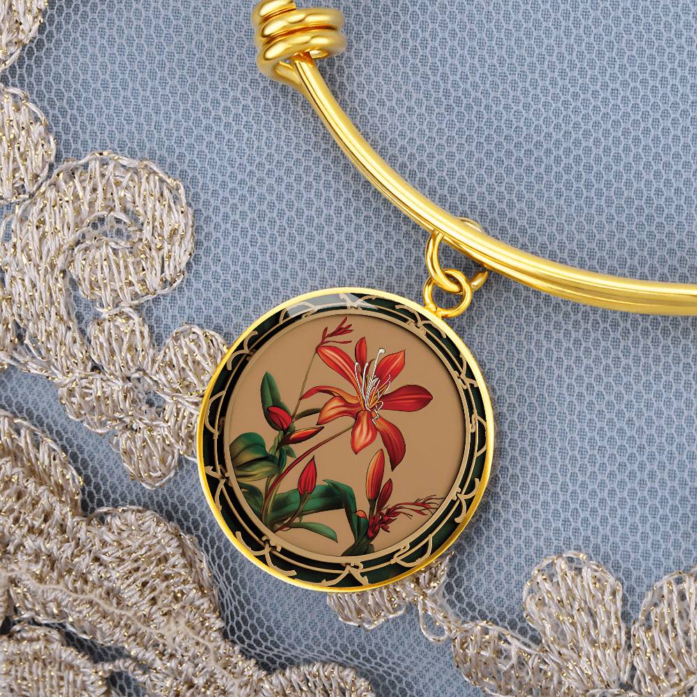 Honeysuckle Bracelet, Personalized June Birth Month Flower Jewelry, Gold Floral Charm Pendant Mothers Day & Birthday Gift For Her