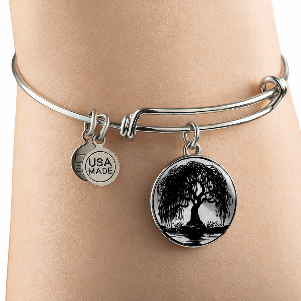 Engraved Weeping Willow Tree Bracelet