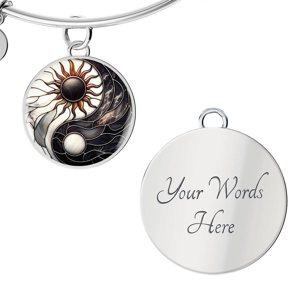 Sun and Moon Bracelet, Personalized Celestial Jewelry, 18K Gold Yin and Yang Charm Pendant, Harmony & Unity Space Gift For Her