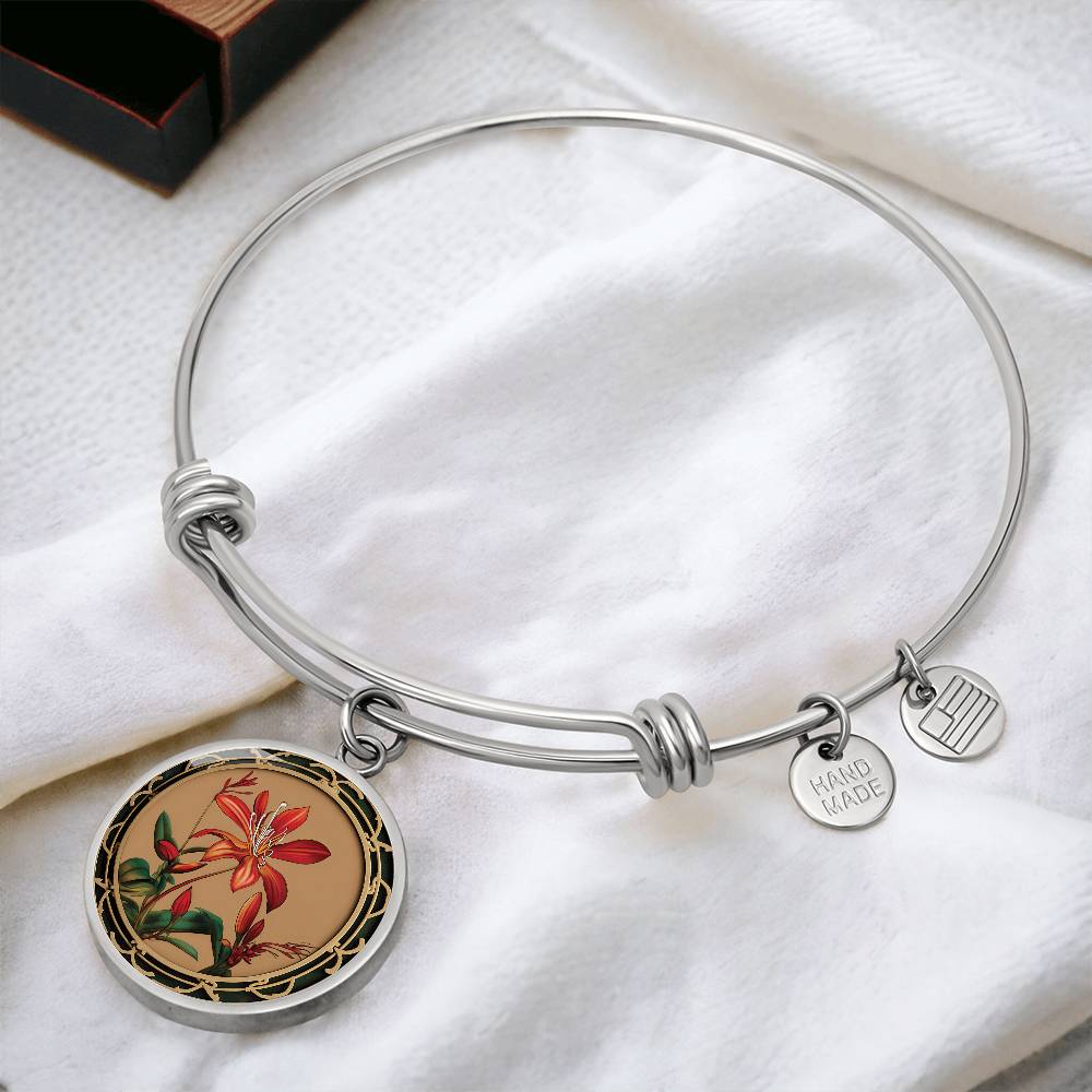 Honeysuckle Bracelet, Personalized June Birth Month Flower Jewelry, Gold Floral Charm Pendant Mothers Day & Birthday Gift For Her