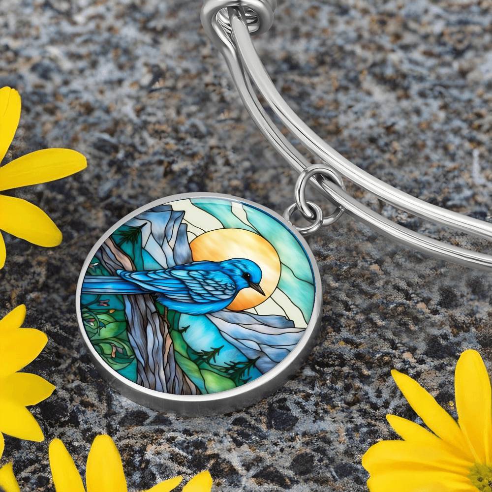 Blue Bird Bracelet pendant close up
