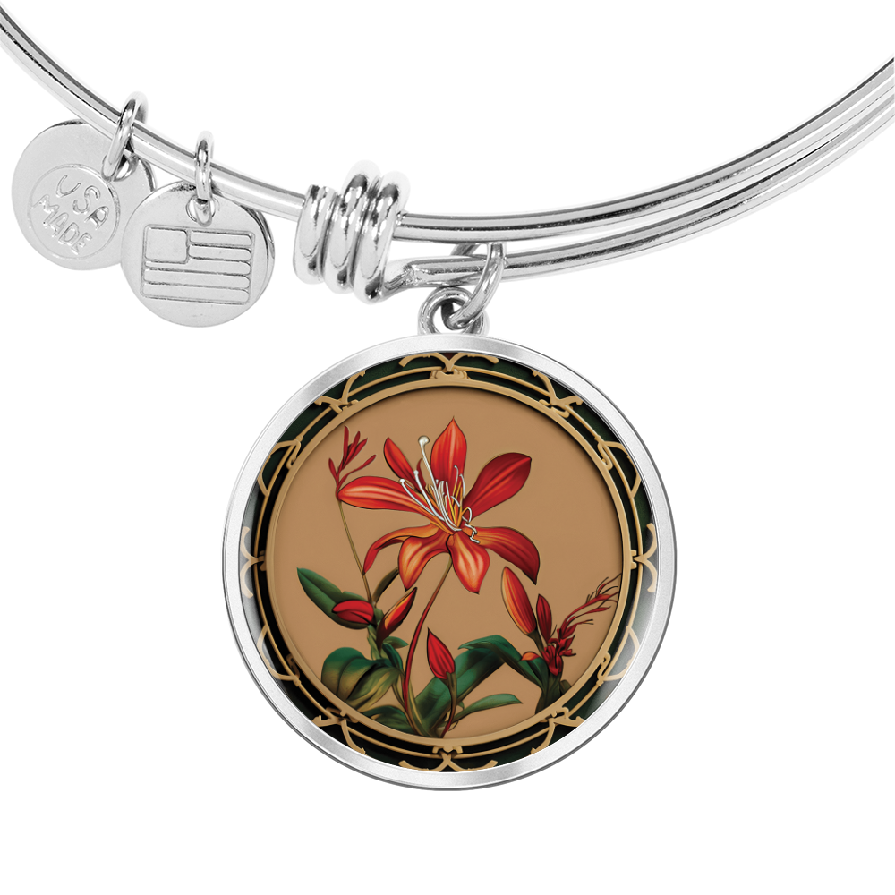 Honeysuckle Bracelet, Personalized June Birth Month Flower Jewelry, Gold Floral Charm Pendant Mothers Day & Birthday Gift For Her