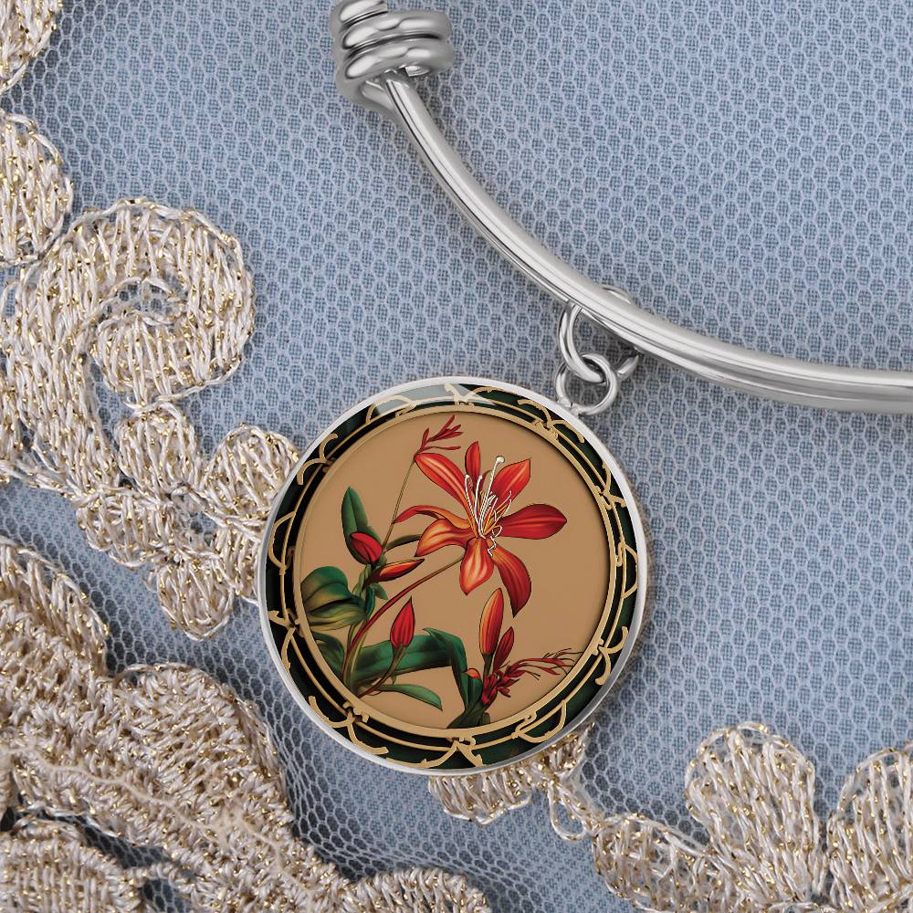 Honeysuckle Bracelet, Personalized June Birth Month Flower Jewelry, Gold Floral Charm Pendant Mothers Day & Birthday Gift For Her