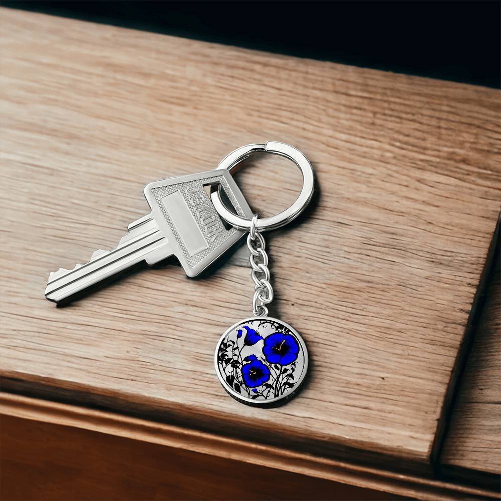 Blue Morning Glory Keychain