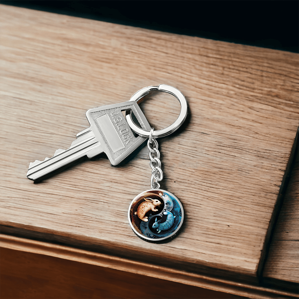 Yin Yang Rabbit Keychain