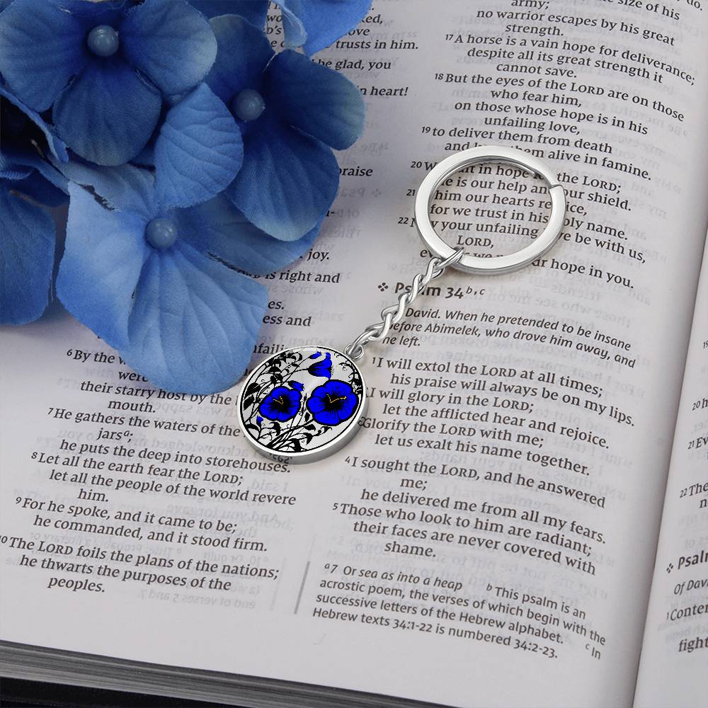 Blue Morning Glory Keychain