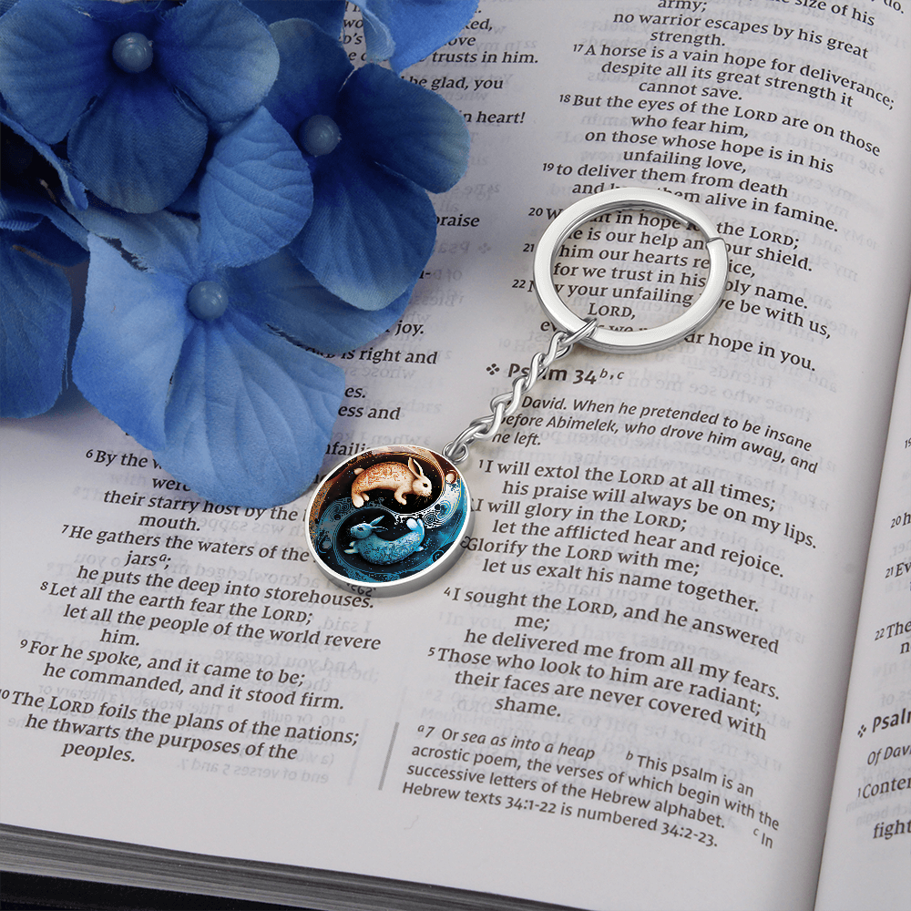 Yin Yang Rabbit Keychain