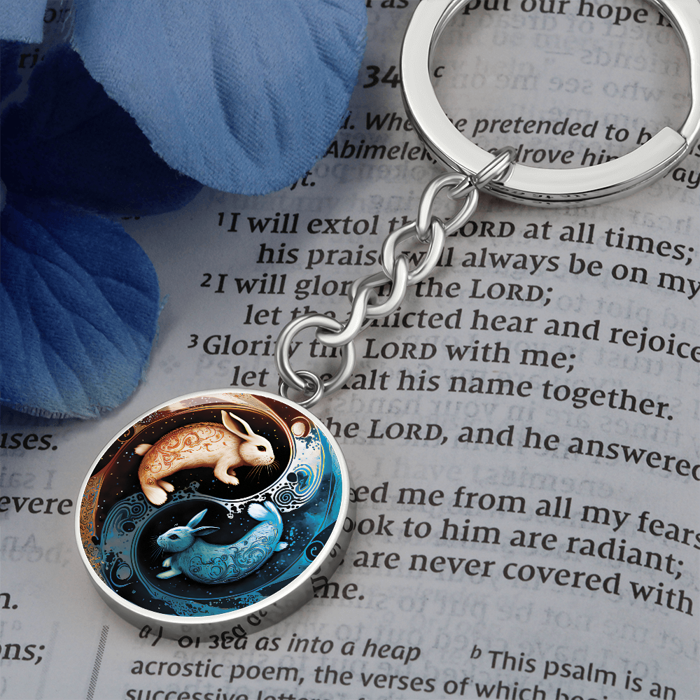 Yin Yang Rabbit Keychain