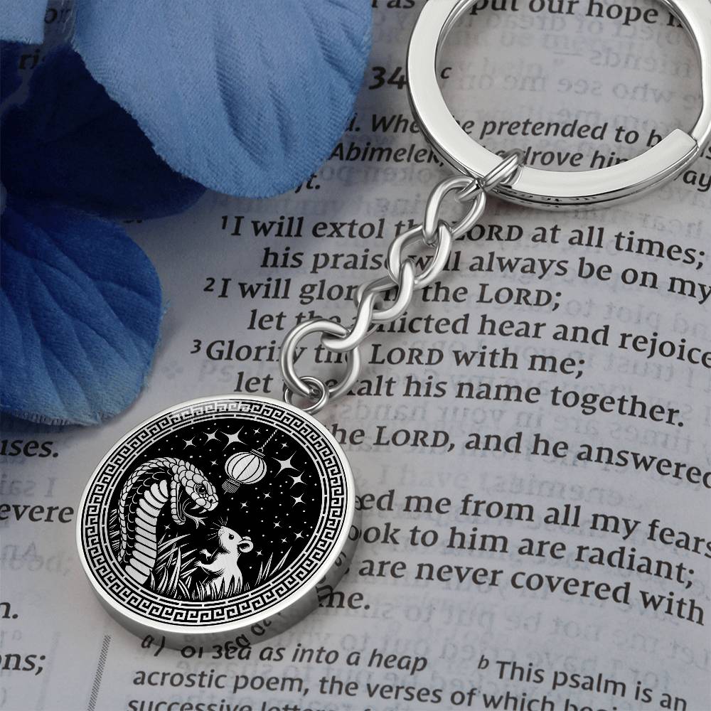 Year of The Snake Keychain, Rat and Snake Jewelry