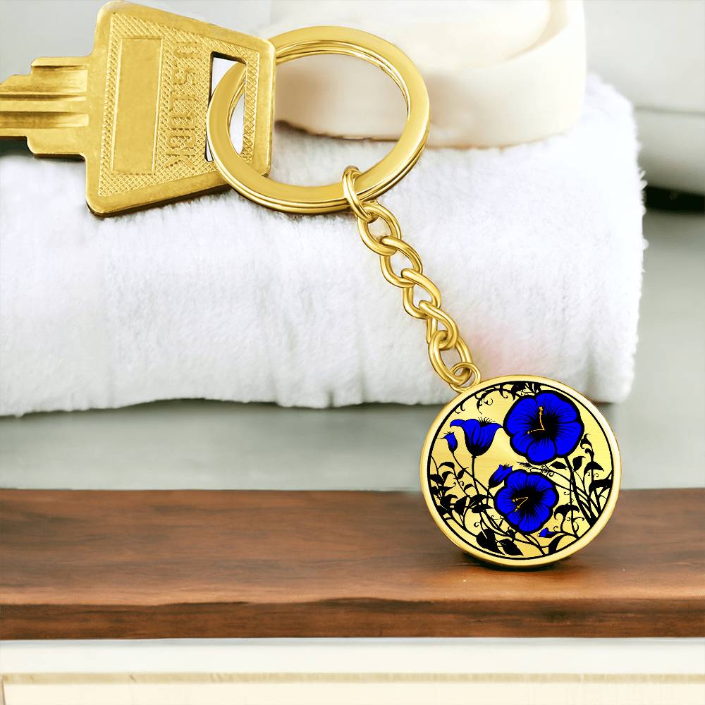 Blue Morning Glory Keychain