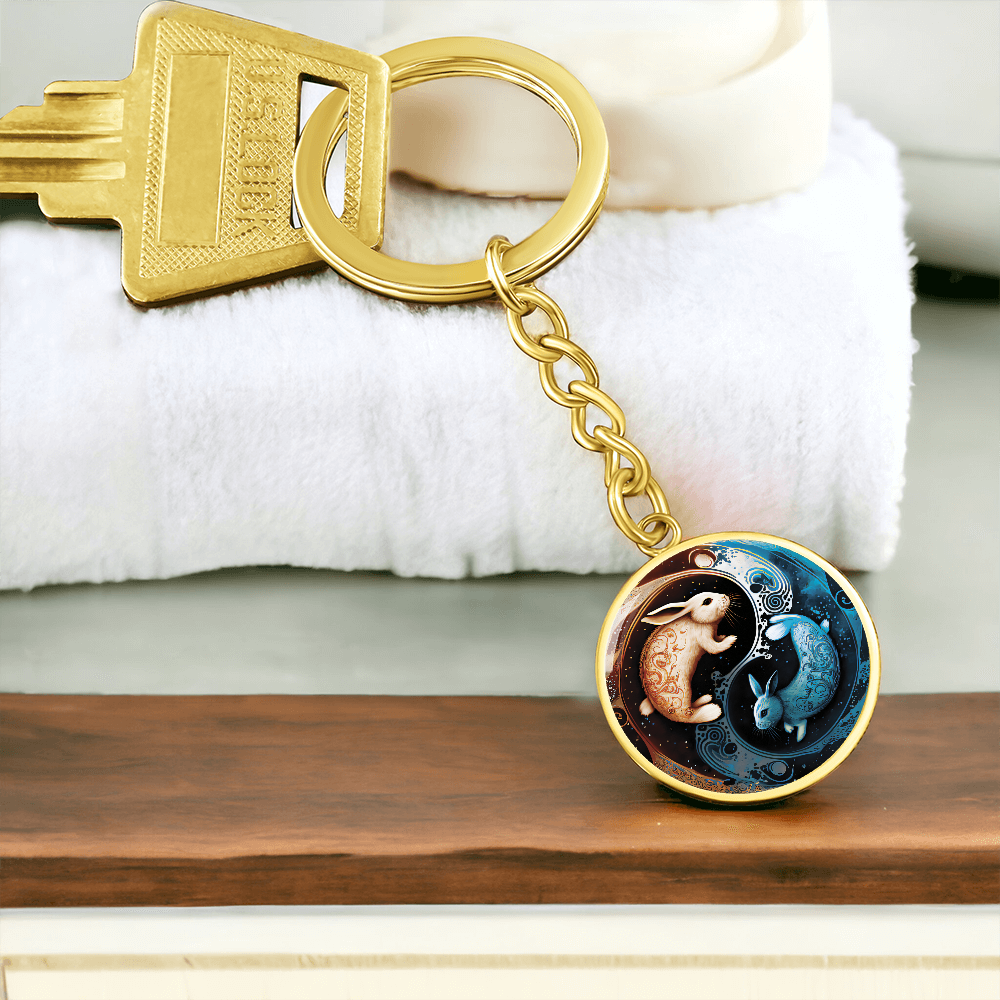 Yin Yang Rabbit Keychain