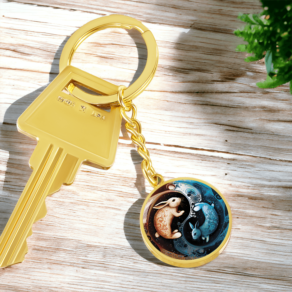 Yin Yang Rabbit Keychain