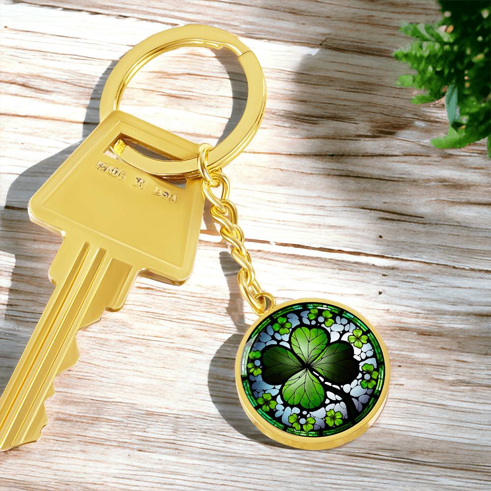 Four Leaf Clover Keychain, Engraved Irish Jewelry, St Patricks Day Gifts For Her or Him, Lucky Charms Clover Pendant Personalized Keychain