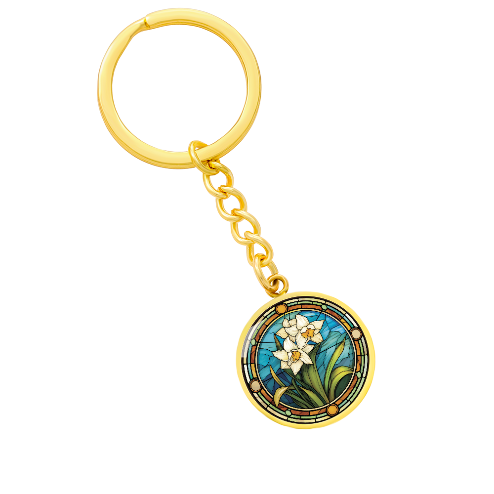 Narcissus Keychain - Personalized December Birth Month Flower Pendant Jewelry