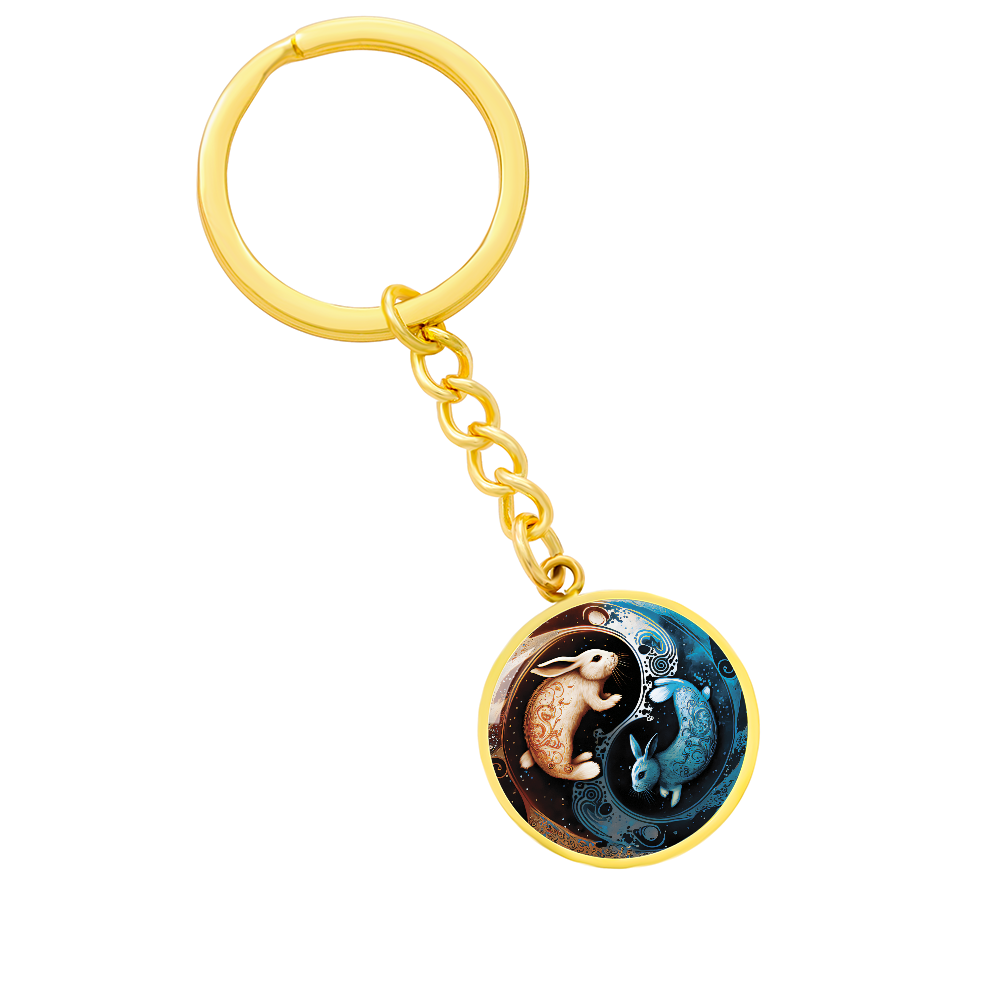 Yin Yang Rabbit Keychain