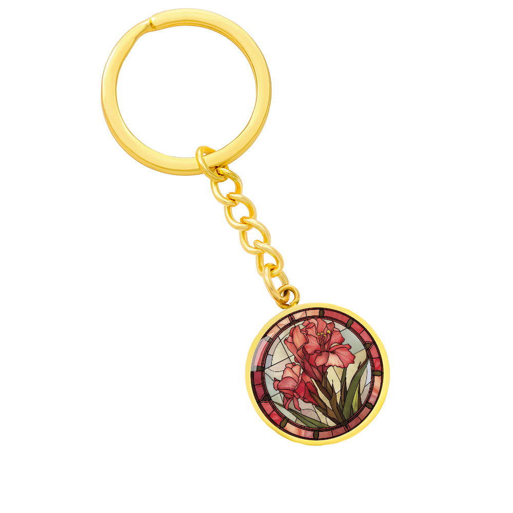 Gladiolus Keychain - August Birth Flower Pendant