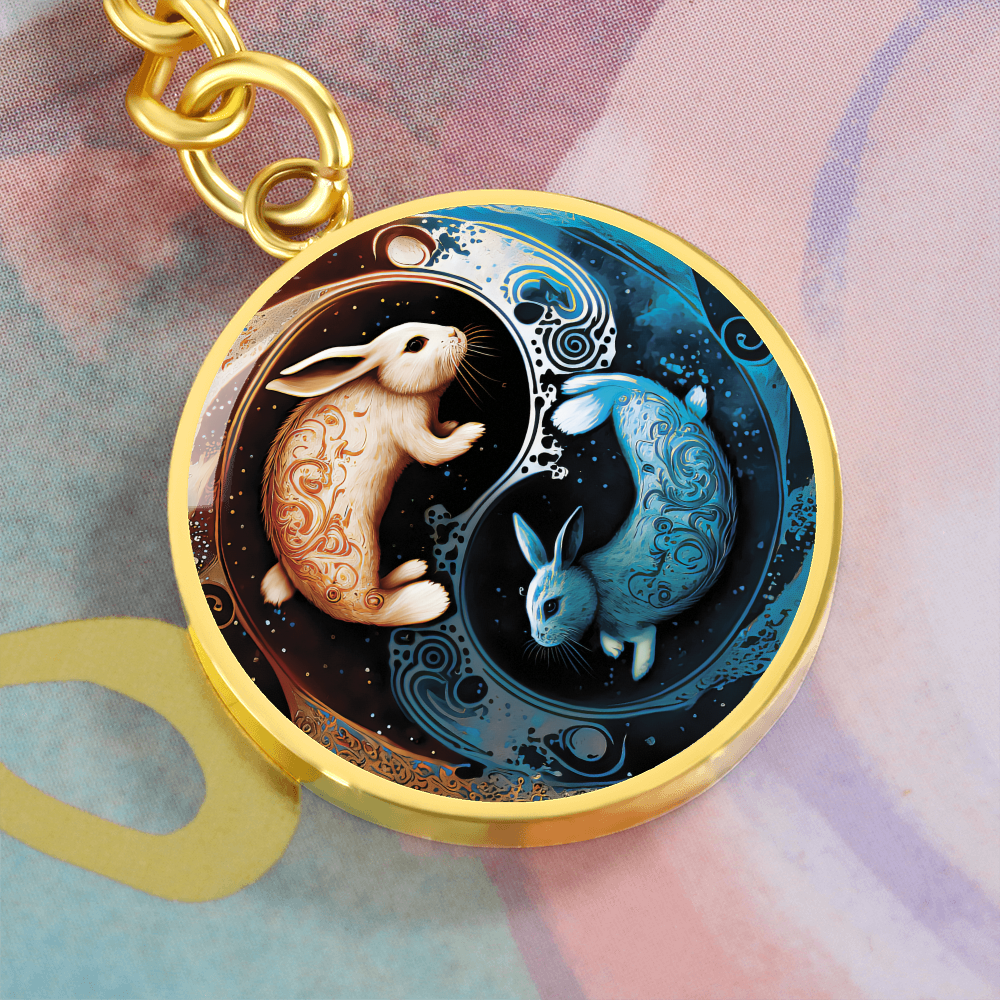 Yin Yang Rabbit Keychain