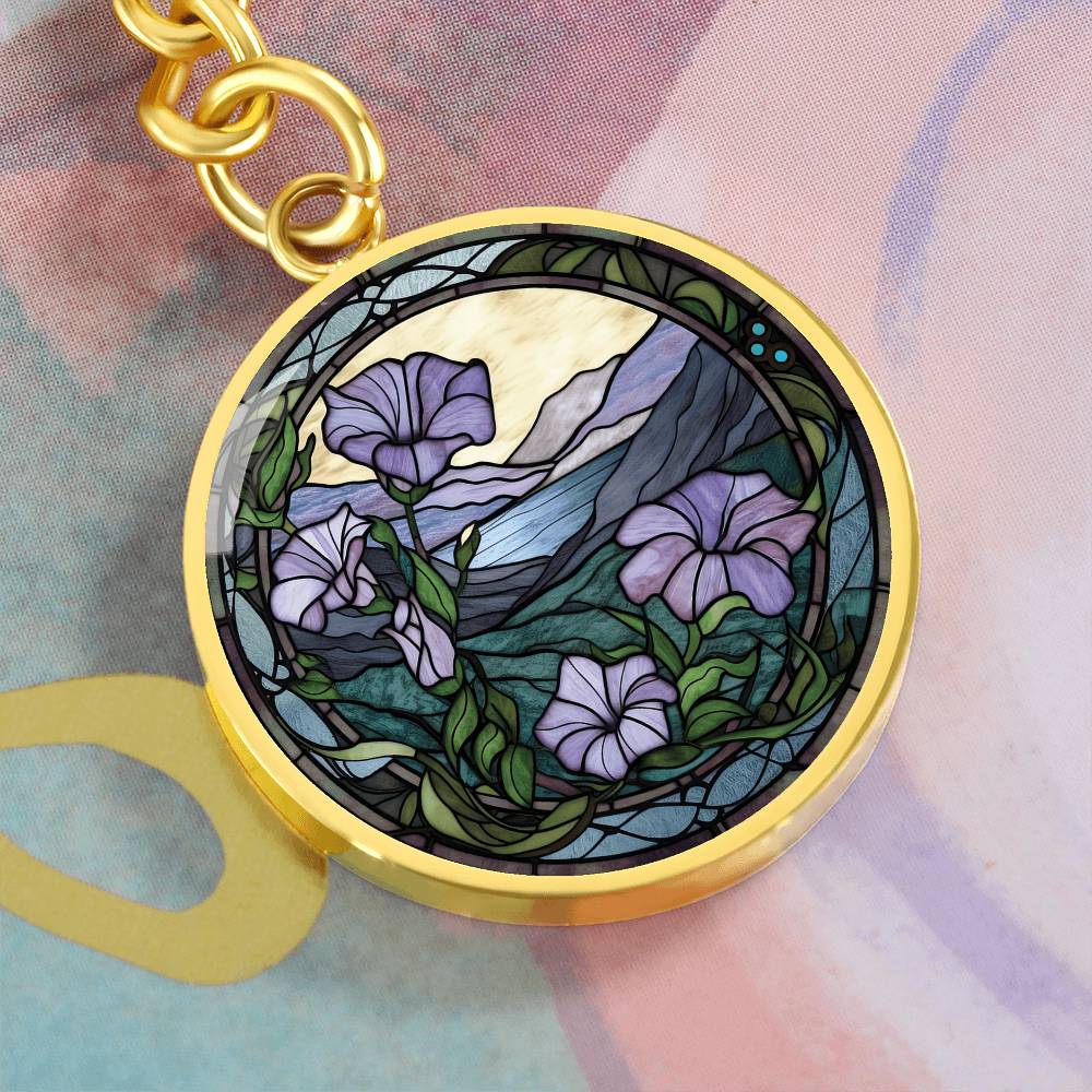 Morning Glory Keychain, Personalized September Birth Month Flower Jewelry, Gold Floral Charm Pendant Valentines & Mothers Day Gift For Her