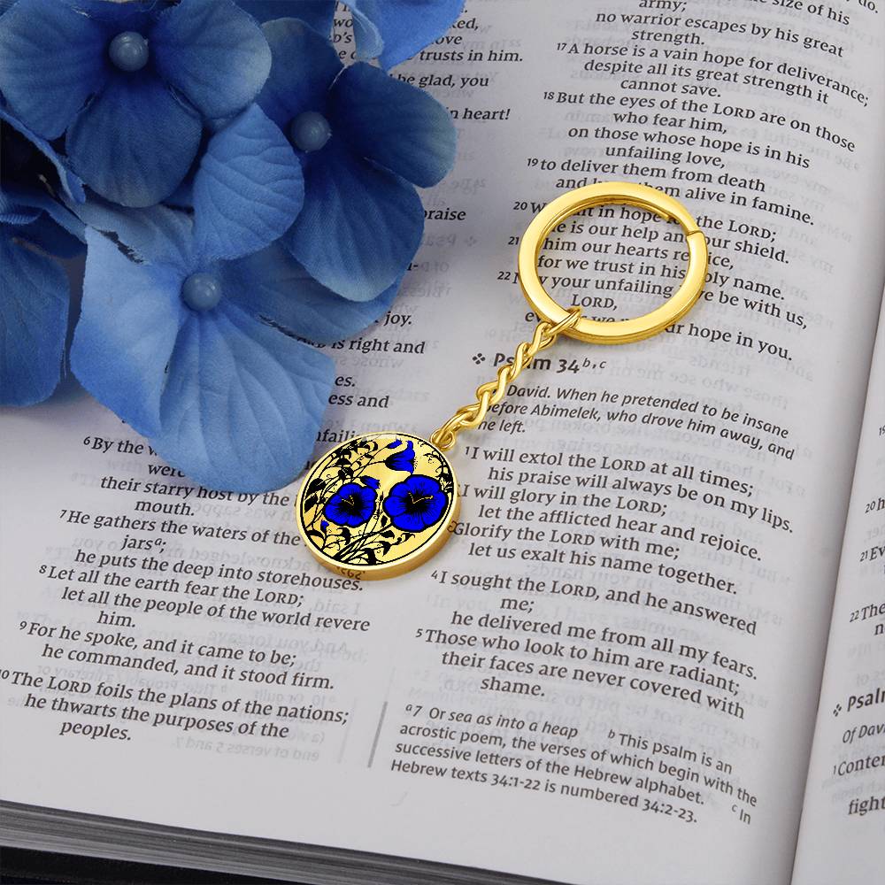 Blue Morning Glory Keychain