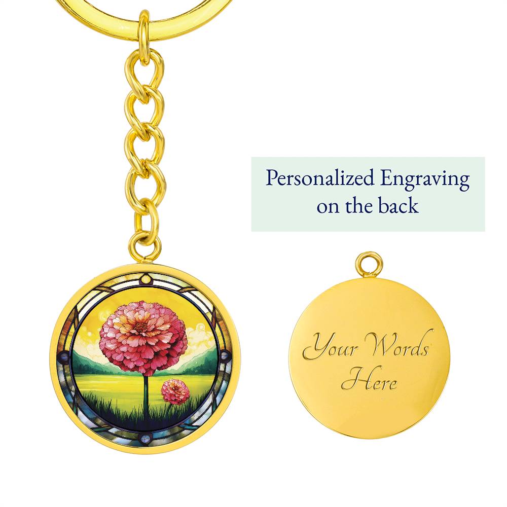 Pink Marigold Keychain