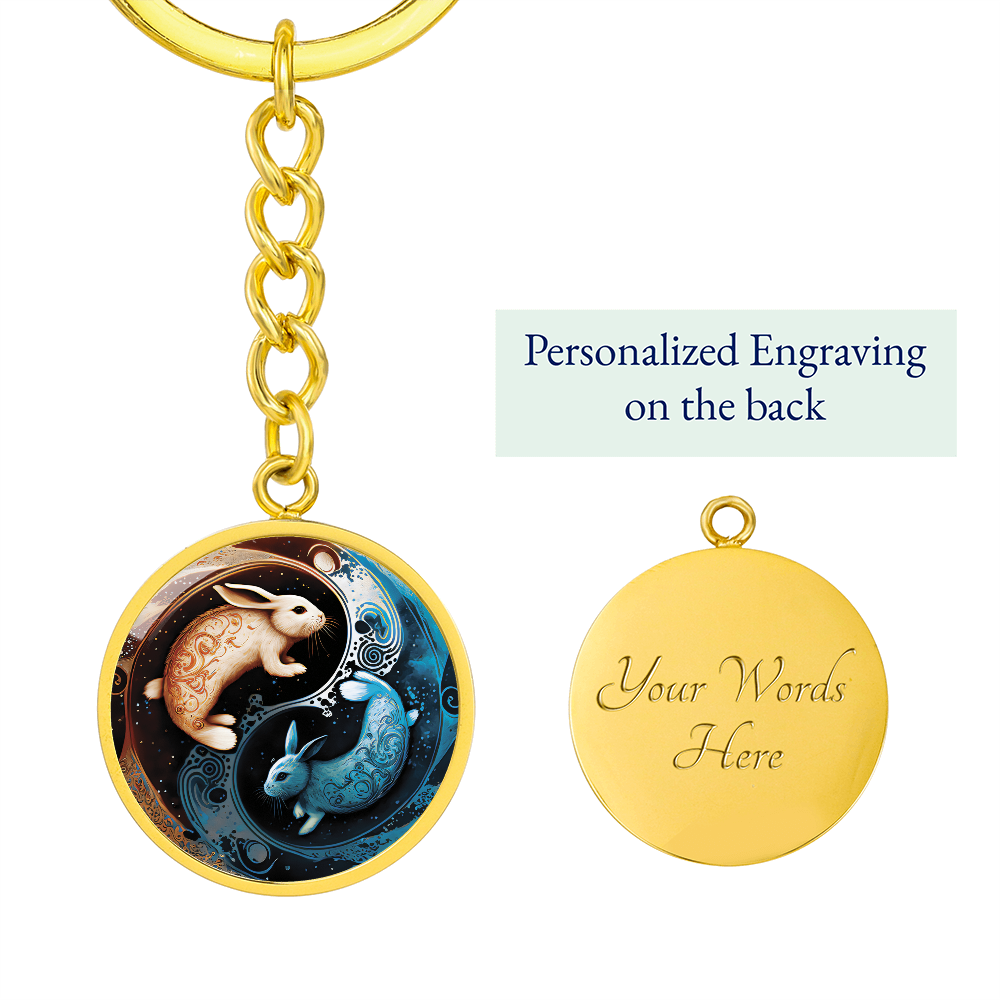 Yin Yang Rabbit Keychain