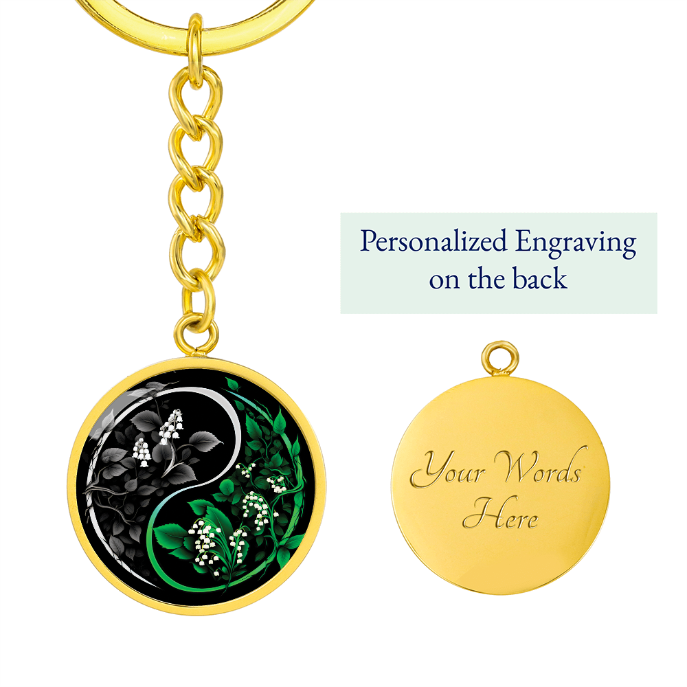 Lily of the Valley Keychain - May Yin Yang Birth Flower Jewelry