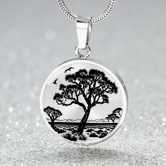Joshua Tree Necklace - Silver Stainless Steel Charm Pendant