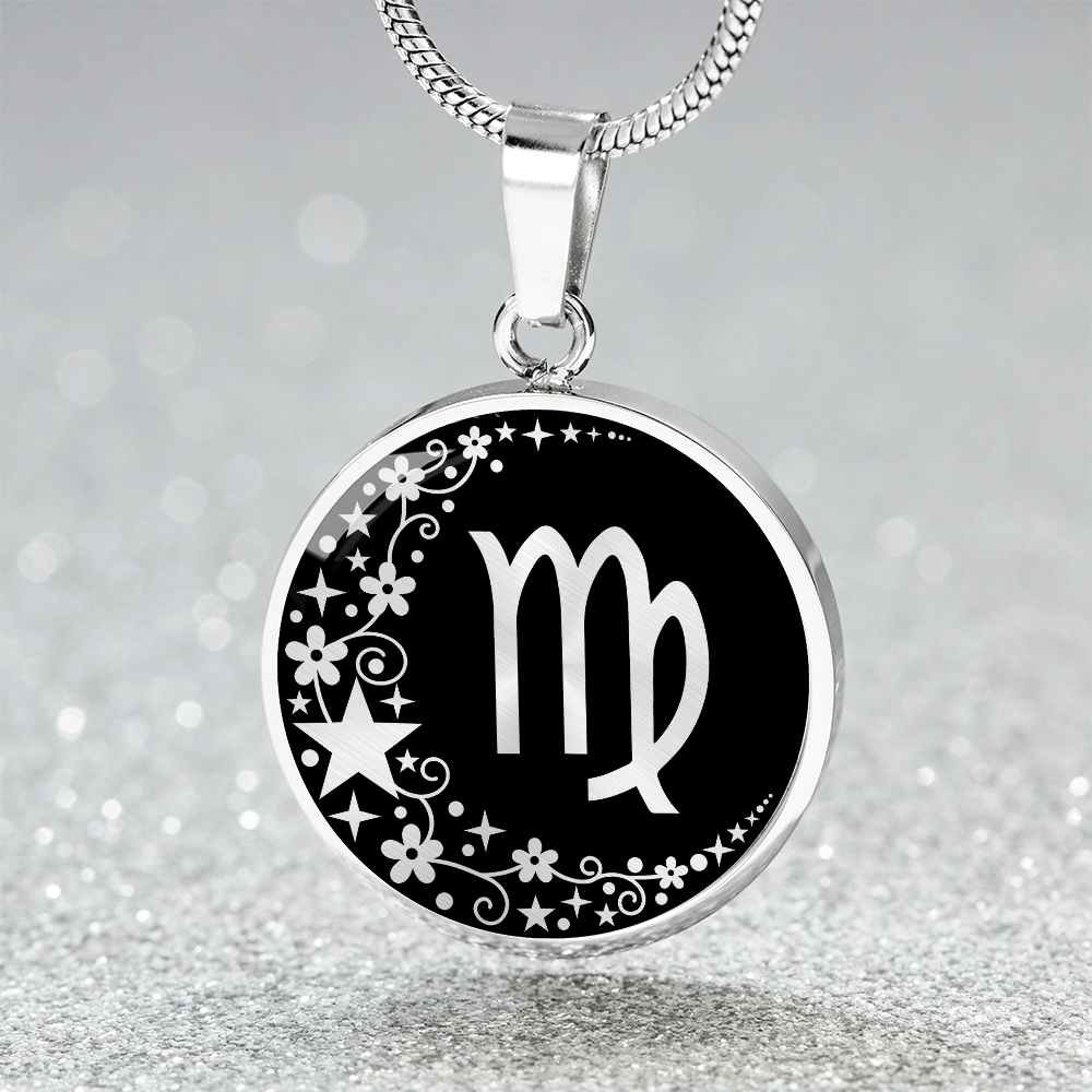 Virgo Zodiac Pendant Necklace - Silver Stainless Steel Charm