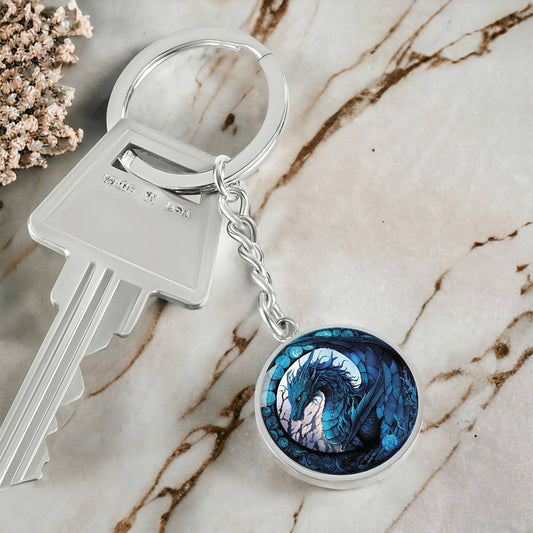 Year of the Dragon Keychain - Silver Stainless Steel Charm Pendant