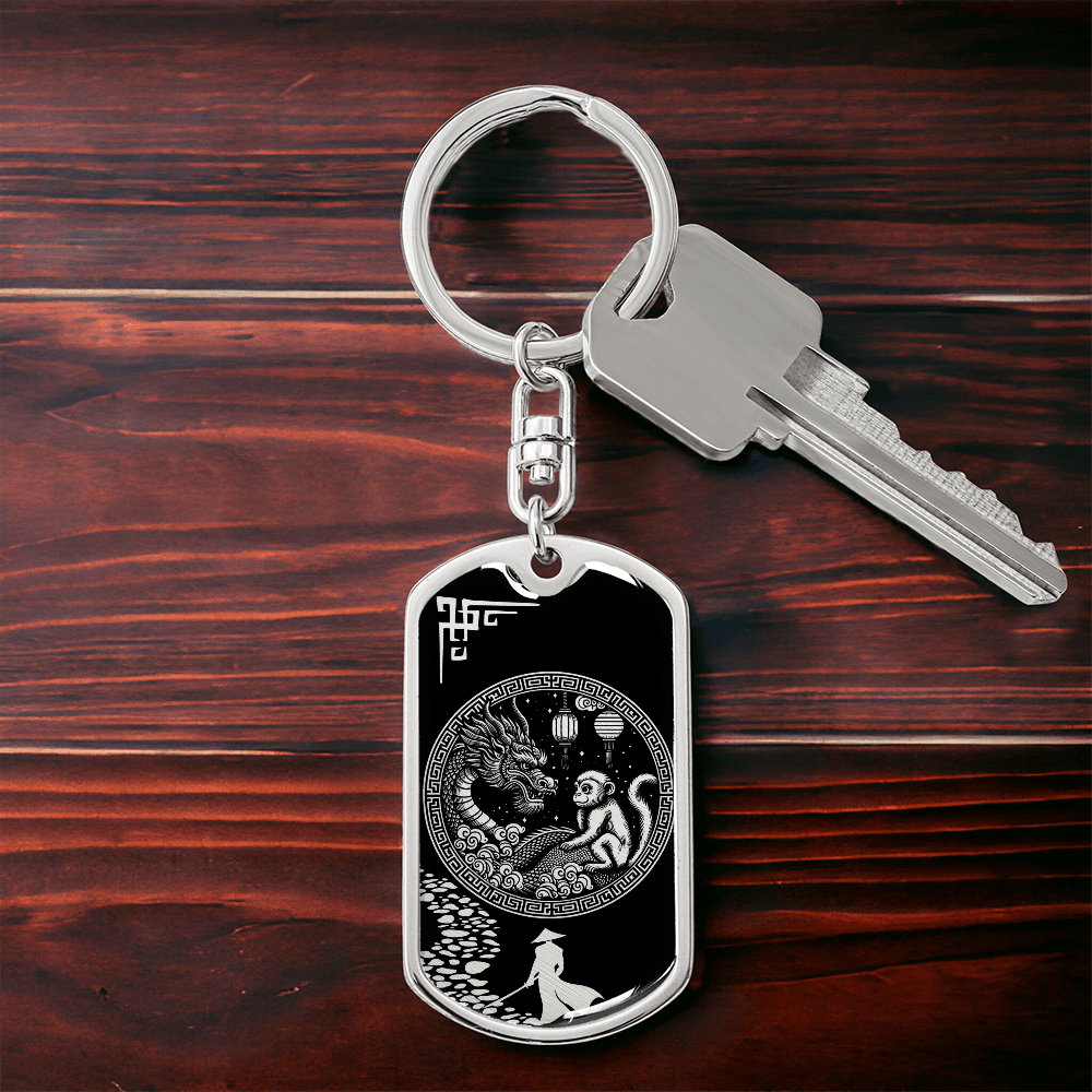 Monkey and Dragon Keychain - Couples Chinese Zodiac Animal Pendant Jewelry