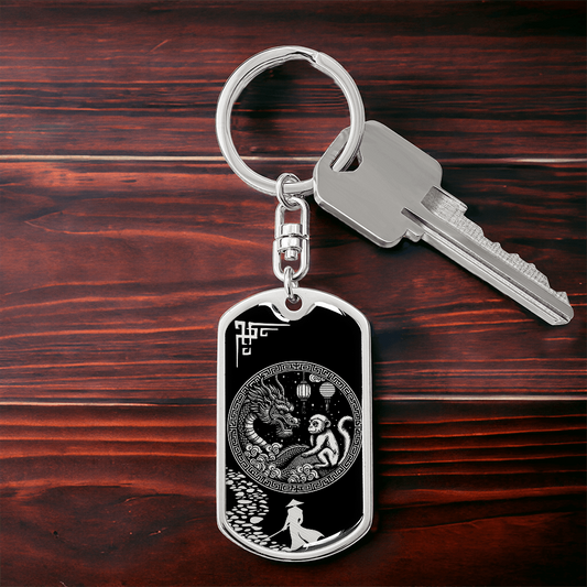 Monkey and Dragon Keychain - Couples Chinese Zodiac Animal Pendant Jewelry