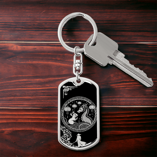 Rat and Dragon Keychain Chinese Zodiac Pendant Jewelry