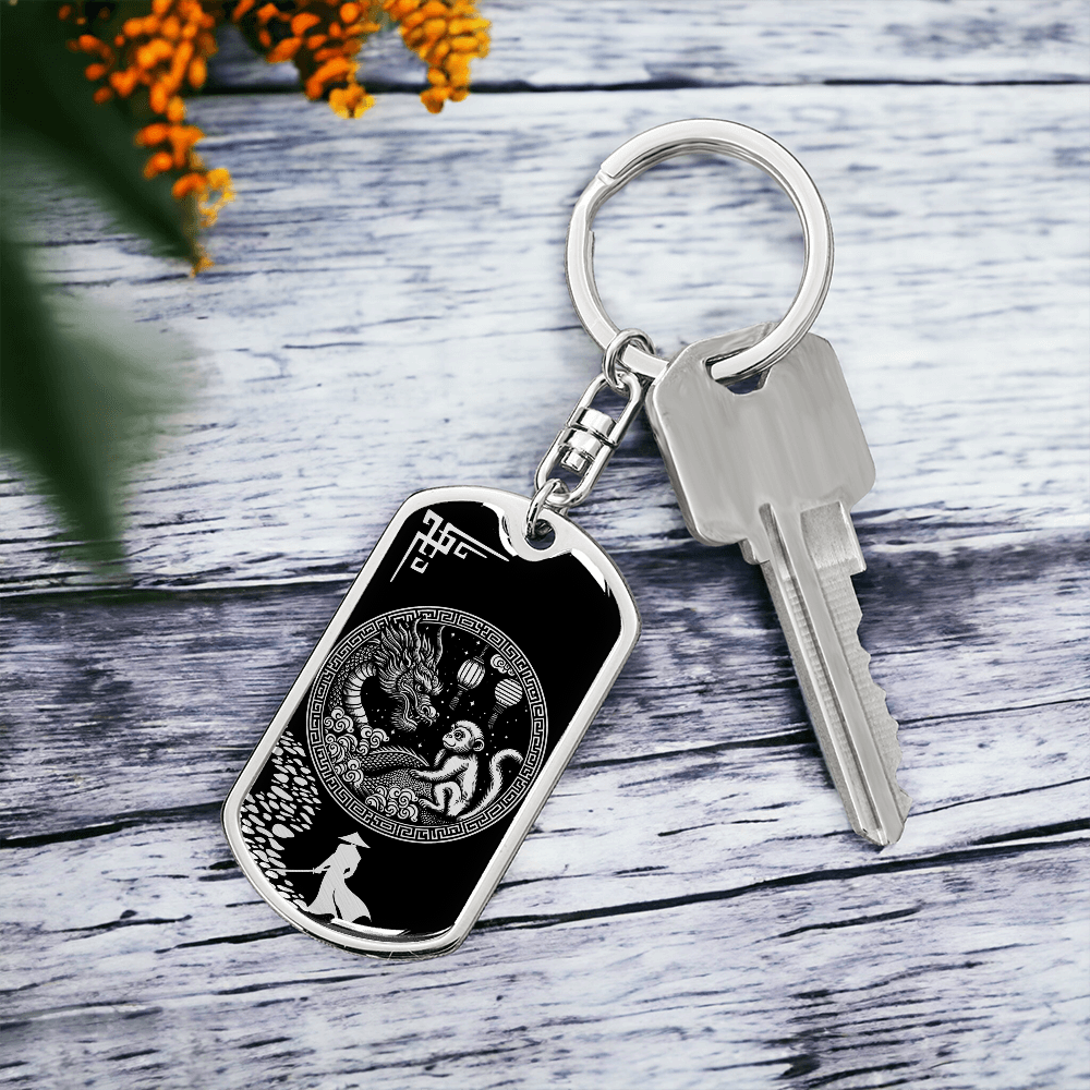 Monkey and Dragon Keychain - Couples Chinese Zodiac Animal Pendant Jewelry