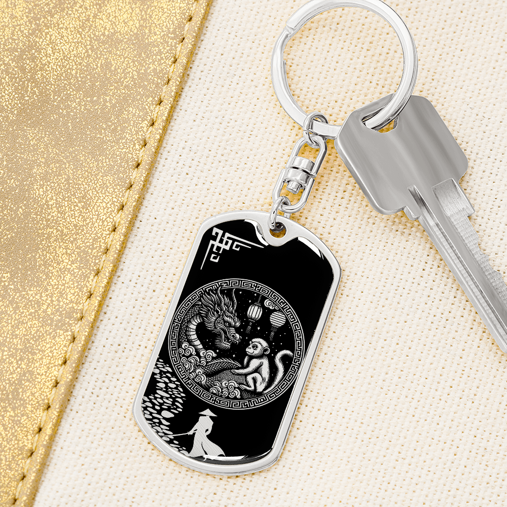 Monkey and Dragon Keychain - Couples Chinese Zodiac Animal Pendant Jewelry
