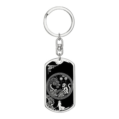 Monkey and Dragon Keychain - Couples Chinese Zodiac Animal Pendant Jewelry