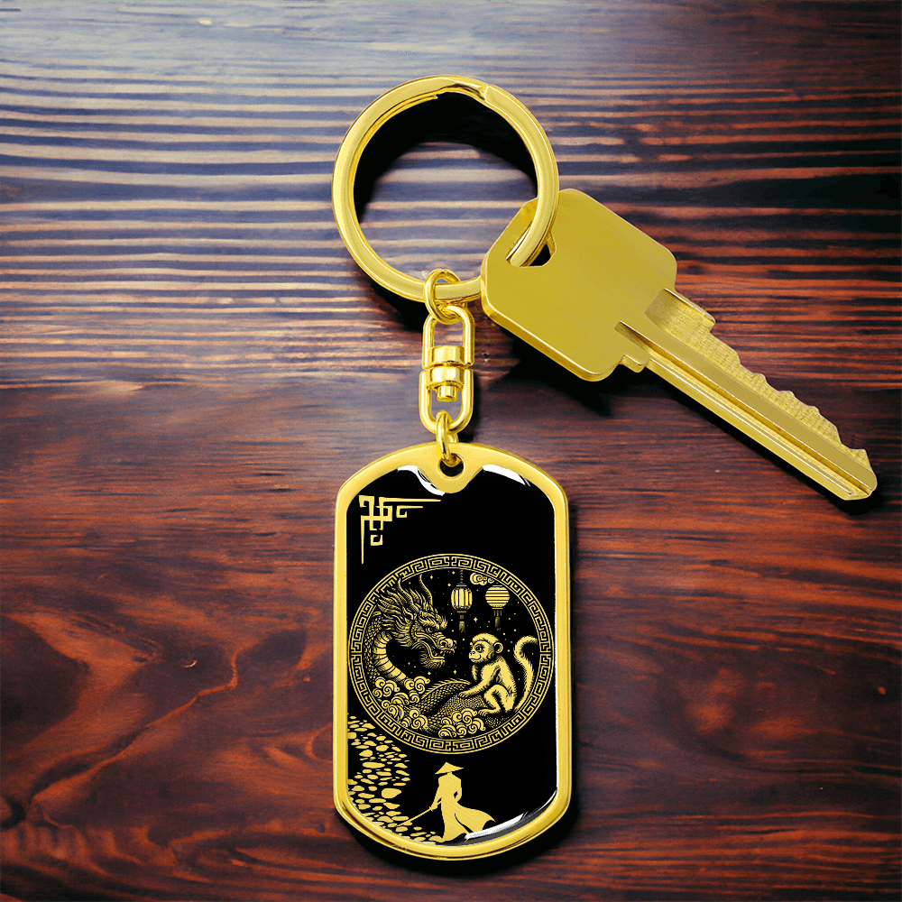 Monkey and Dragon Keychain - Couples Chinese Zodiac Animal Pendant Jewelry