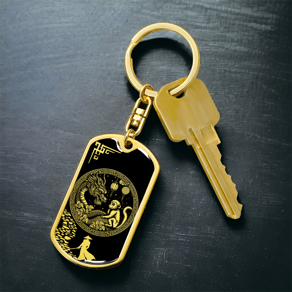 Monkey and Dragon Keychain - Couples Chinese Zodiac Animal Pendant Jewelry
