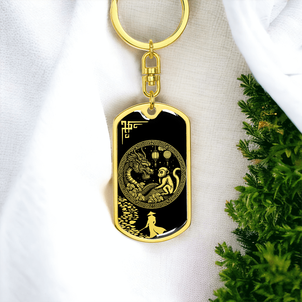 Monkey and Dragon Keychain - Couples Chinese Zodiac Animal Pendant Jewelry