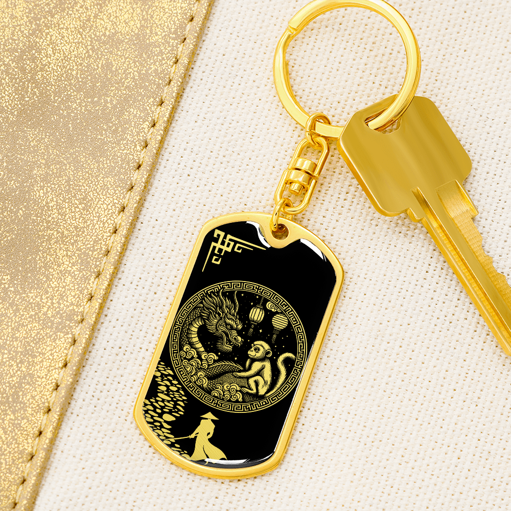 Monkey and Dragon Keychain - Couples Chinese Zodiac Animal Pendant Jewelry