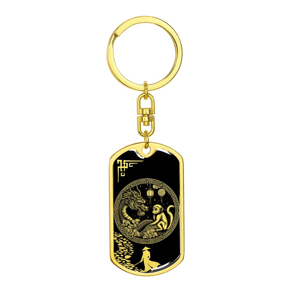 Monkey and Dragon Keychain - Couples Chinese Zodiac Animal Pendant Jewelry