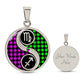 an elegant silver pendant Zodiac Necklace. This jewelry offers personalization with an engraving option for a name.
