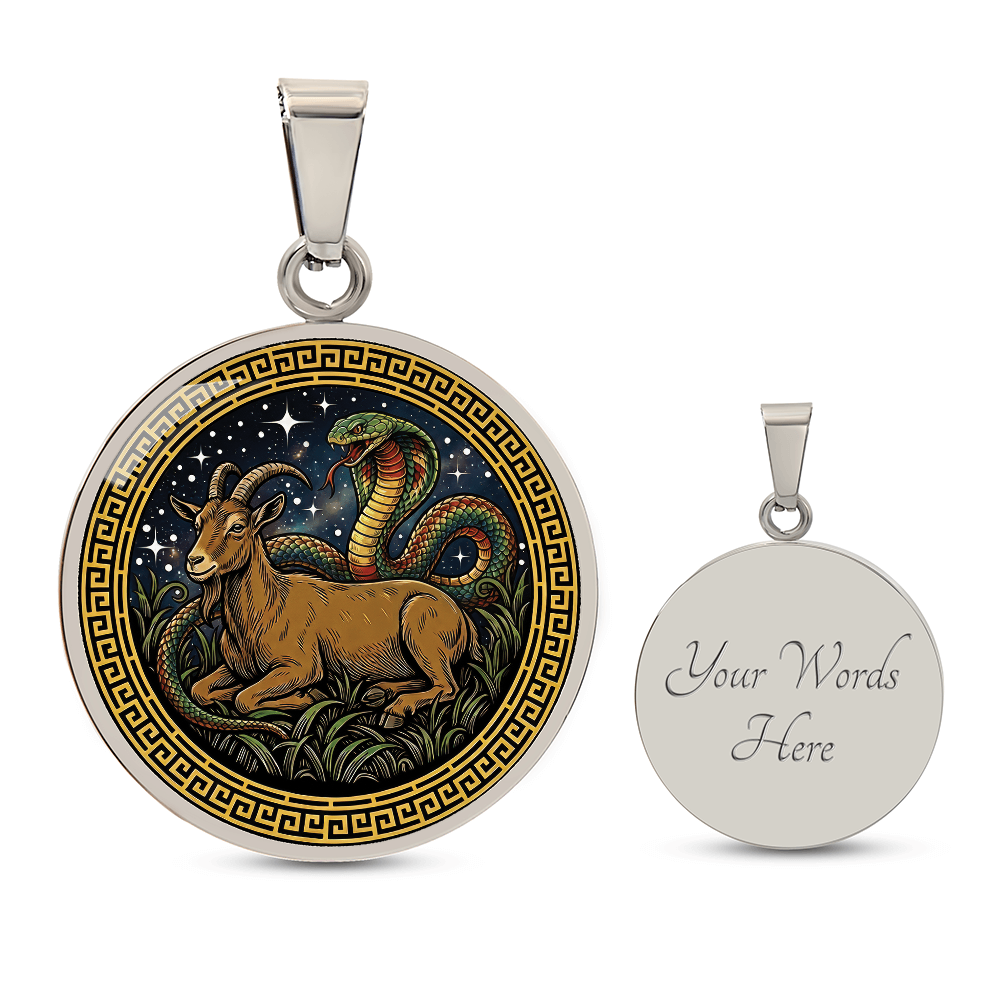 Snake & Goat Necklace - Couples Chinese Zodiac Animal Pendant Jewelry