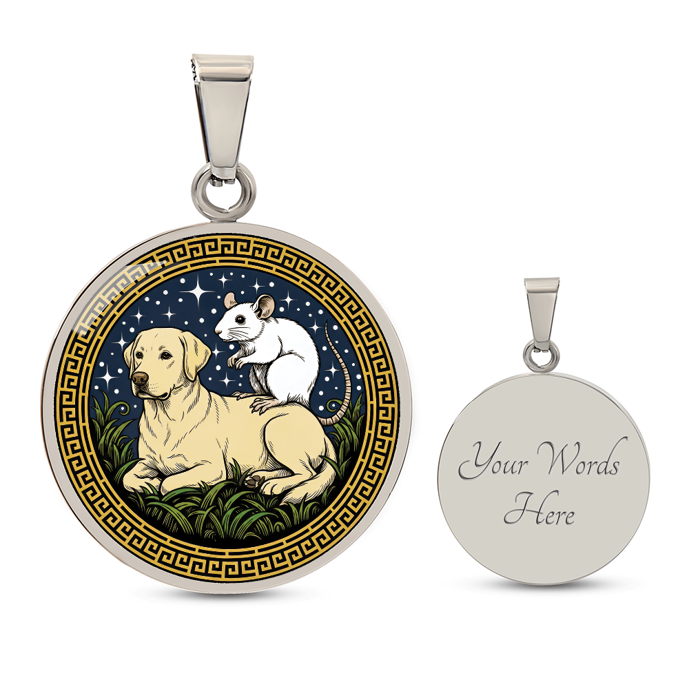 Dog and Rat Necklace - Couples Chinese Zodiac Animal Pendant Jewelry