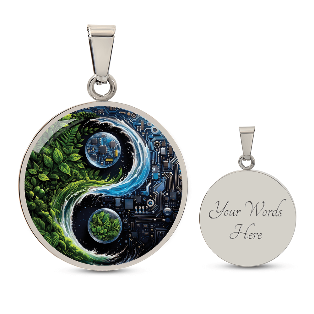 Nature & Circuit Yin Yang Pendant Necklace